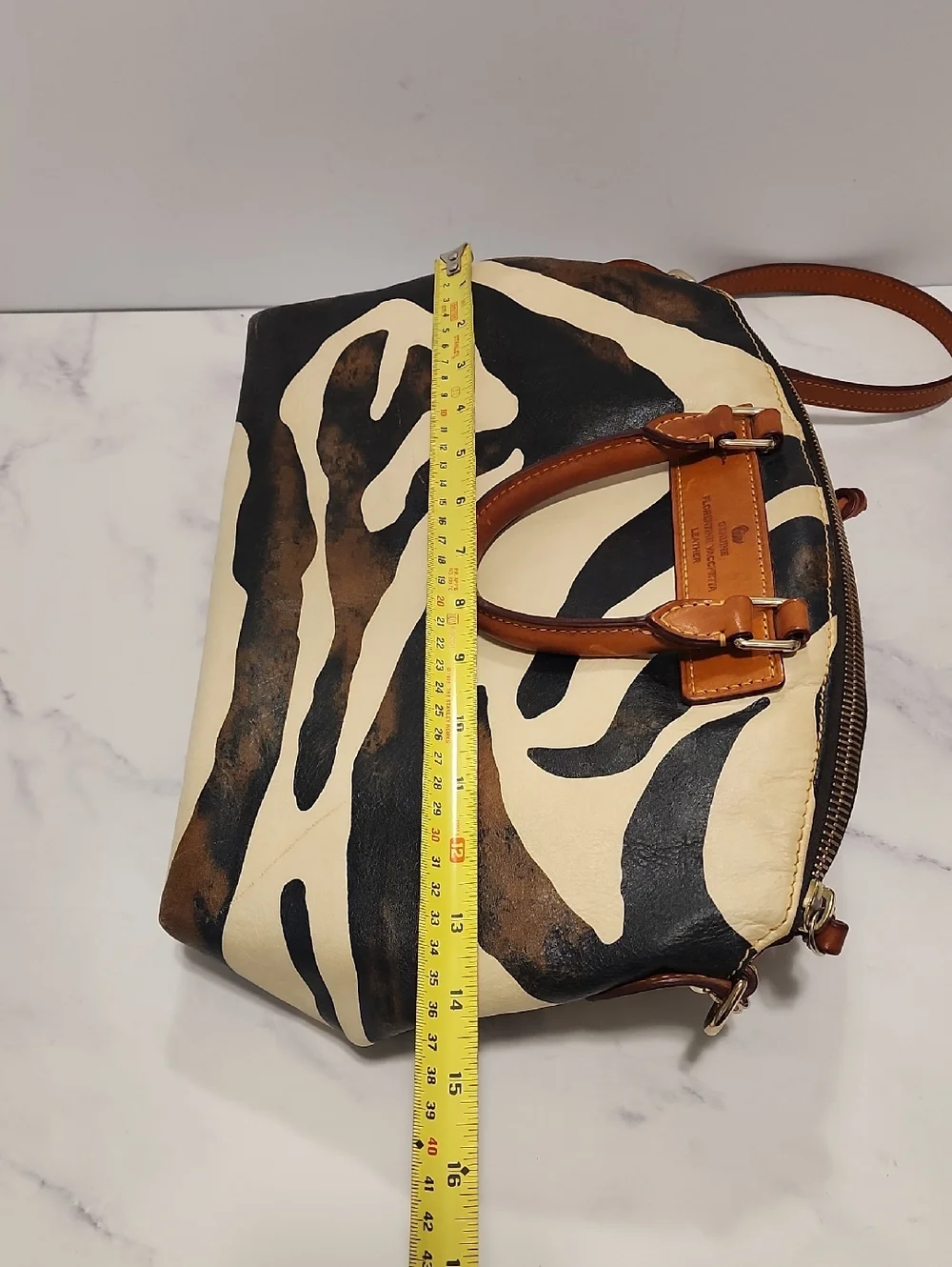 Dooney & Bourke Florentine Vacchetta Vintage Zebra Print Leather  Purse